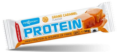Baton proteinowy o smaku karmelowym w kakaowej polewie bezglutenowy 50 g - Maxsport