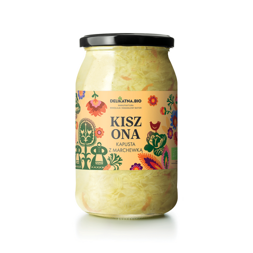 Kapusta kiszona z marchewką 900 g (800 g) - Delikatna (EKO)