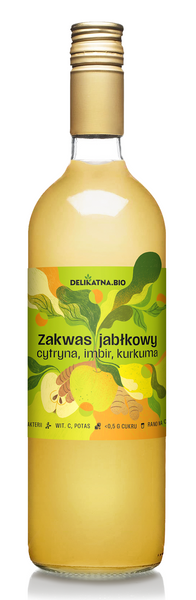 Zakwas jabłkowy z cytryną, imbirem i kurkumą 700 ml - Delikatna (EKO)